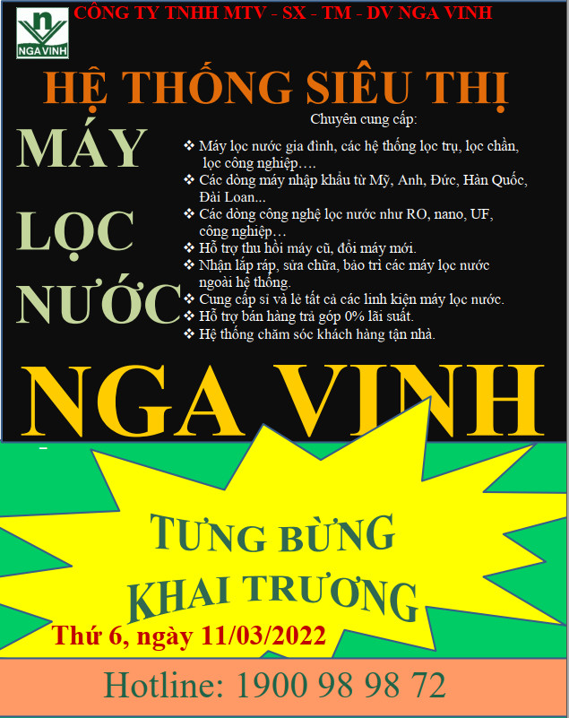 Hệ thống Điện Máy - Máy lọc nước Nga Vinh khai trương chi nhánh ngày 11/03/2022